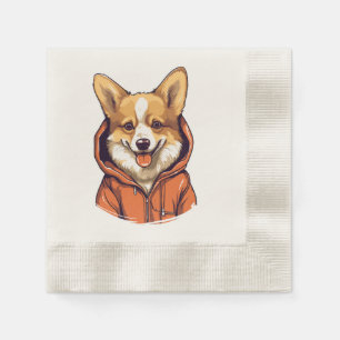 Grappige Corgi Draag Hoodie Servet