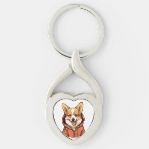 Grappige Corgi Draag Hoodie Sleutelhanger