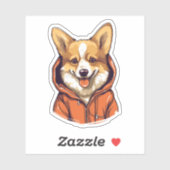 Grappige Corgi Draag Hoodie Sticker (Vel)