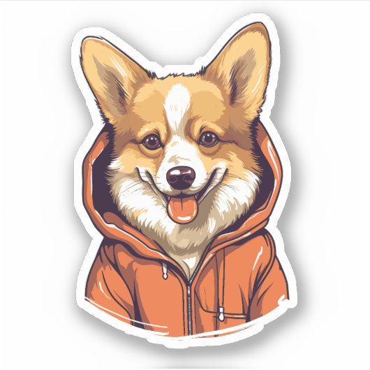 Grappige Corgi Draag Hoodie Sticker (Voorkant)