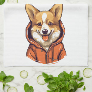 Grappige Corgi Draag Hoodie Theedoek