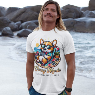 Grappige Corgi gepersonaliseerde strand familie va T-shirt