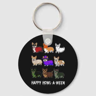 Grappige Corgi Hond Halloween Gelukkig Howl-o-ween Sleutelhanger