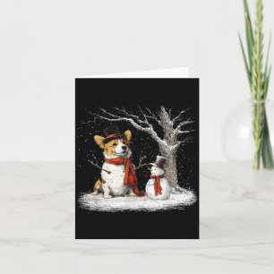 Grappige Corgi-hond in de Sneeuw Boom Kerst Winter Kaart