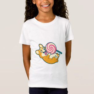 Grappige Corgi-hond met reusachtige Lollypop T-shirt