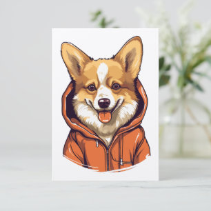 Grappige Corgi met Hoodie Bedankkaart