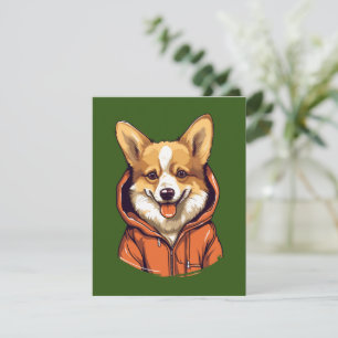 Grappige Corgi met Hoodie Bedankkaart