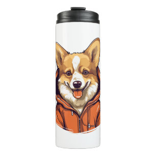 Grappige Corgi met Hoodie Thermosbeker