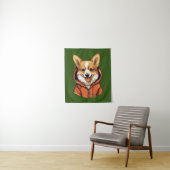 Grappige Corgi met Hoodie Wandkleed (In situ)