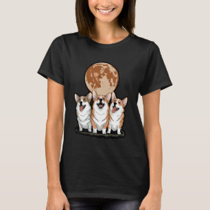 Grappige Corgis Huilend bij Volle Maan T-shirt