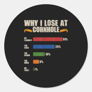 Grappige Cornhole-speler waarom ik verlies bij Cor Ronde Sticker