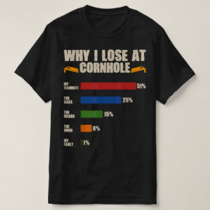 Grappige Cornhole-speler waarom ik verlies bij Cor T-shirt