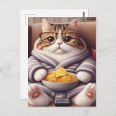 Grappige Couch Potato Cat in Bril en Afstandsbedie Briefkaart (Voorkant / Achterkant)