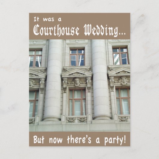 Grappige Courthouse Wedding net getrouwd aankondig Uitnodiging Briefkaart (Voorkant)