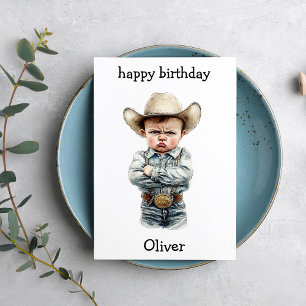 Grappige Cowboy Baby Verjaardagskaart Kaart