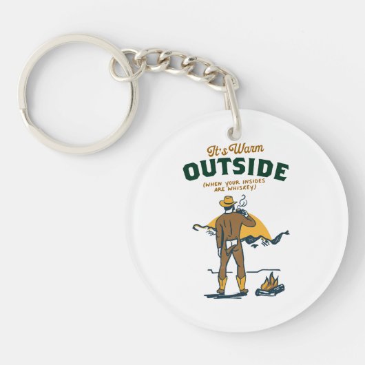 Grappige Cowboy die Whisky drinkt Sleutelhanger (Voorkant)