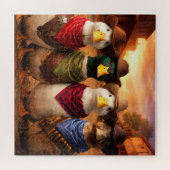 Grappige Cowboy Eend Puzzel | Westerse Eend Kunst (Horizontaal)