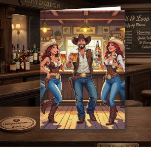 Grappige Cowboy en Cowgirl Verjaardag Kaart