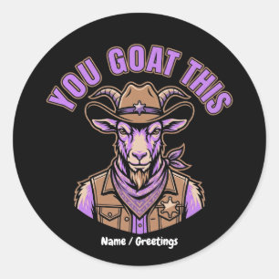 Grappige Cowboy Geit Motiverende Spelling Western Ronde Sticker