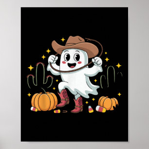 Grappige Cowboy Halloween Geest Westerse Herfst Vo Poster