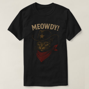 Grappige Cowboy Kat "Meowdy" Western Design T-shirt