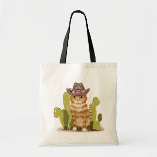 Grappige cowboy kat tote bag