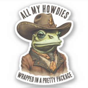Grappige cowboy kikker western howdy gepersonalise sticker