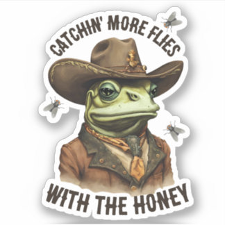Grappige cowboy kikker westerne vliegen gepersonal sticker