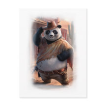 Grappige Cowboy Panda op een Witte 