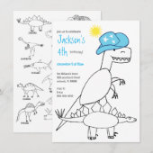 Grappige Cowboy Trex Dinosaurus Kinderen Verjaarda Kaart (Voorkant / Achterkant)