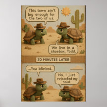 Grappige Cowboy Turtles Desert Standoff Comic