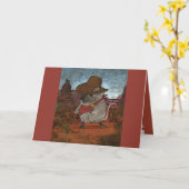 Grappige cowboy verjaardag kaart (Gele Bloem)