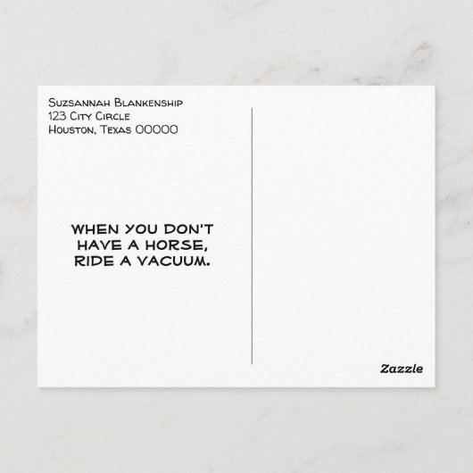 Grappige Cowboyhoed Kat op een Stofzuiger Verjaard Briefkaart (Achterkant)