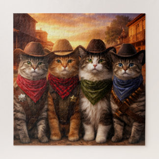 Grappige Cowboykattenpuzzel | Mooie Westerse Kataa Legpuzzel