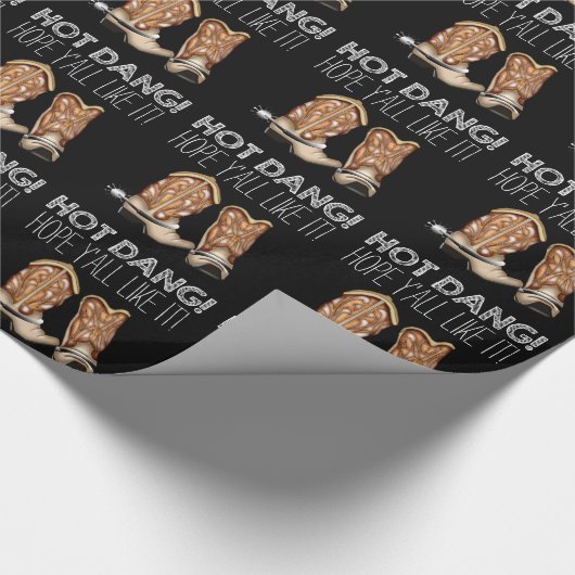 Grappige cowboylaars cadeaupapier (Hoek)