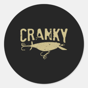 Grappige Cranky - Crankbait Vislijn Humor Visser Ronde Sticker