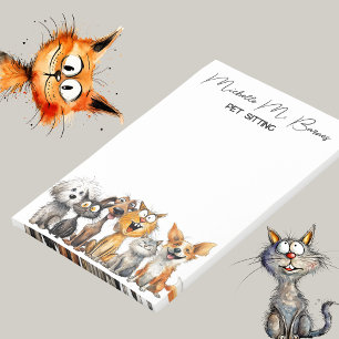 Grappige Crazy Cats Dogs Huisdier Sitter Business Post-it® Notes