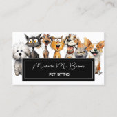 Grappige Crazy Cats Honden Pet Sitter QR Code Wit Visitekaartje (Voorkant)