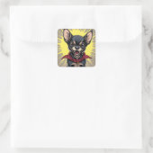 Grappige Crazy Chihuahua Vierkante Sticker (Tas)