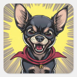 Grappige Crazy Chihuahua Vierkante Sticker