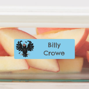 Grappige Crazy Crow Raven cartoon gepersonaliseerd Labels