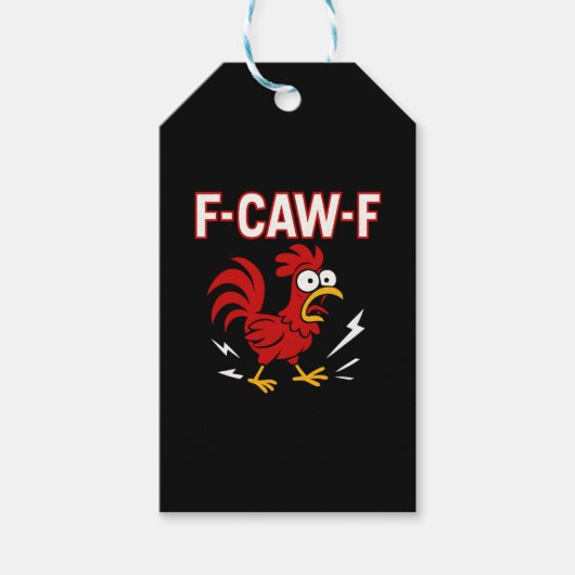 Grappige Crazy Rooster F-CAW-F Meme Cadeaulabel (Voorkant)