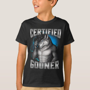 Grappige Cringe Sigma Wolf Gecertificeerde Gooner T-shirt