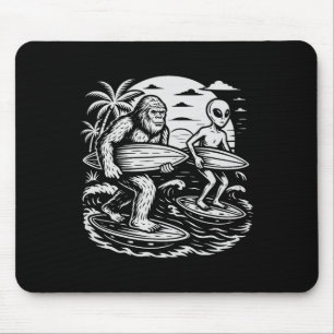 Grappige Cryptid Bigfoot Alien Surft Ufo Strand Zo Muismat