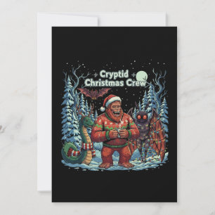 Grappige Cryptid Kerstploeg   Bigfoot, Mothman Bedankkaart