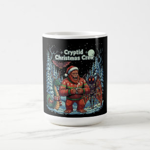 Grappige Cryptid Kerstploeg Bigfoot, Mothman Magische Mok