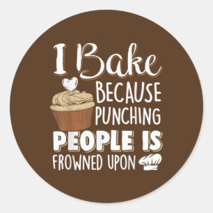 Grappige cupcake bakker word art ronde sticker