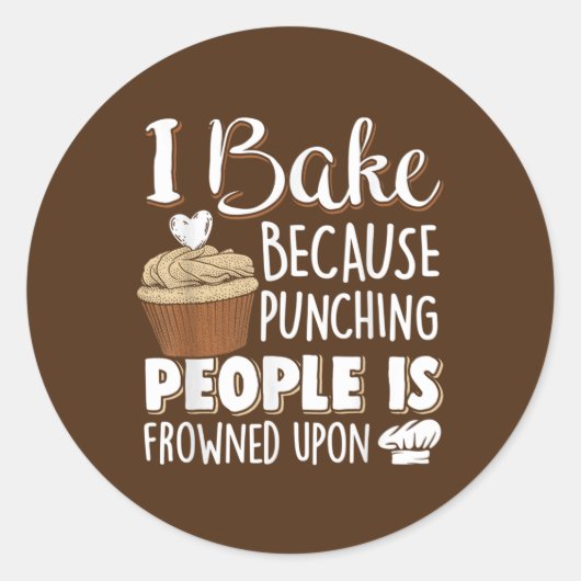 Grappige cupcake bakker word art ronde sticker (Voorkant)
