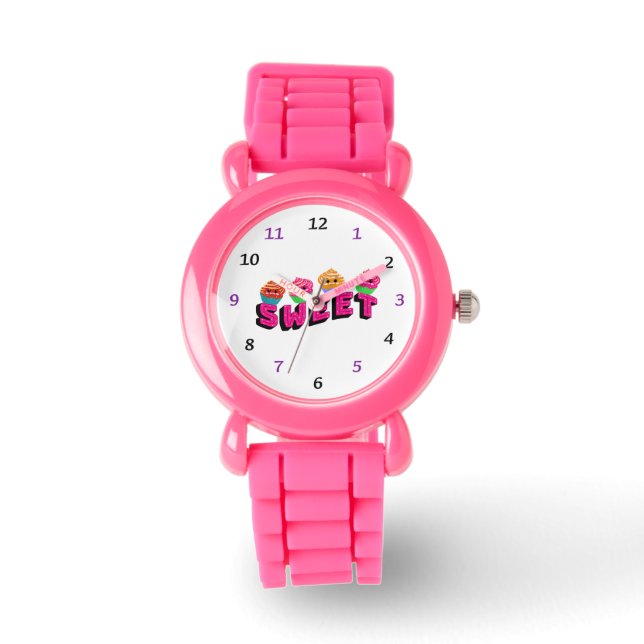 Grappige cupcakes horloge (Voorkant)