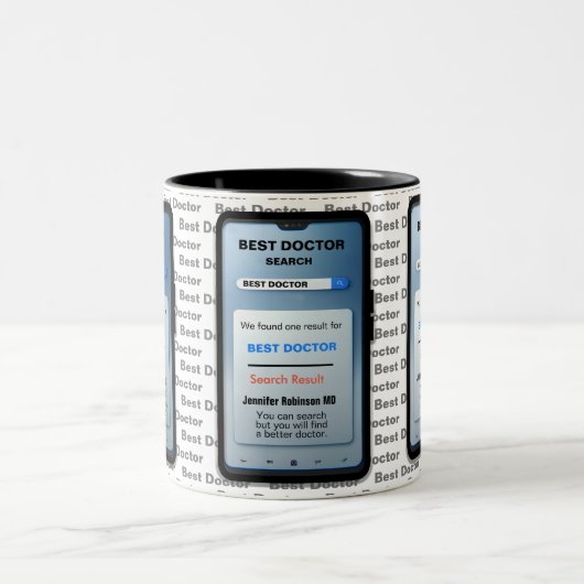 Grappige Custom Best Doctor Search Tweekleurige Koffiemok (Center)